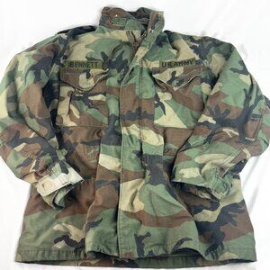 US Army M65 Woodland Camo Field Jacket Coat Cold Weather Medium Reg With Liner